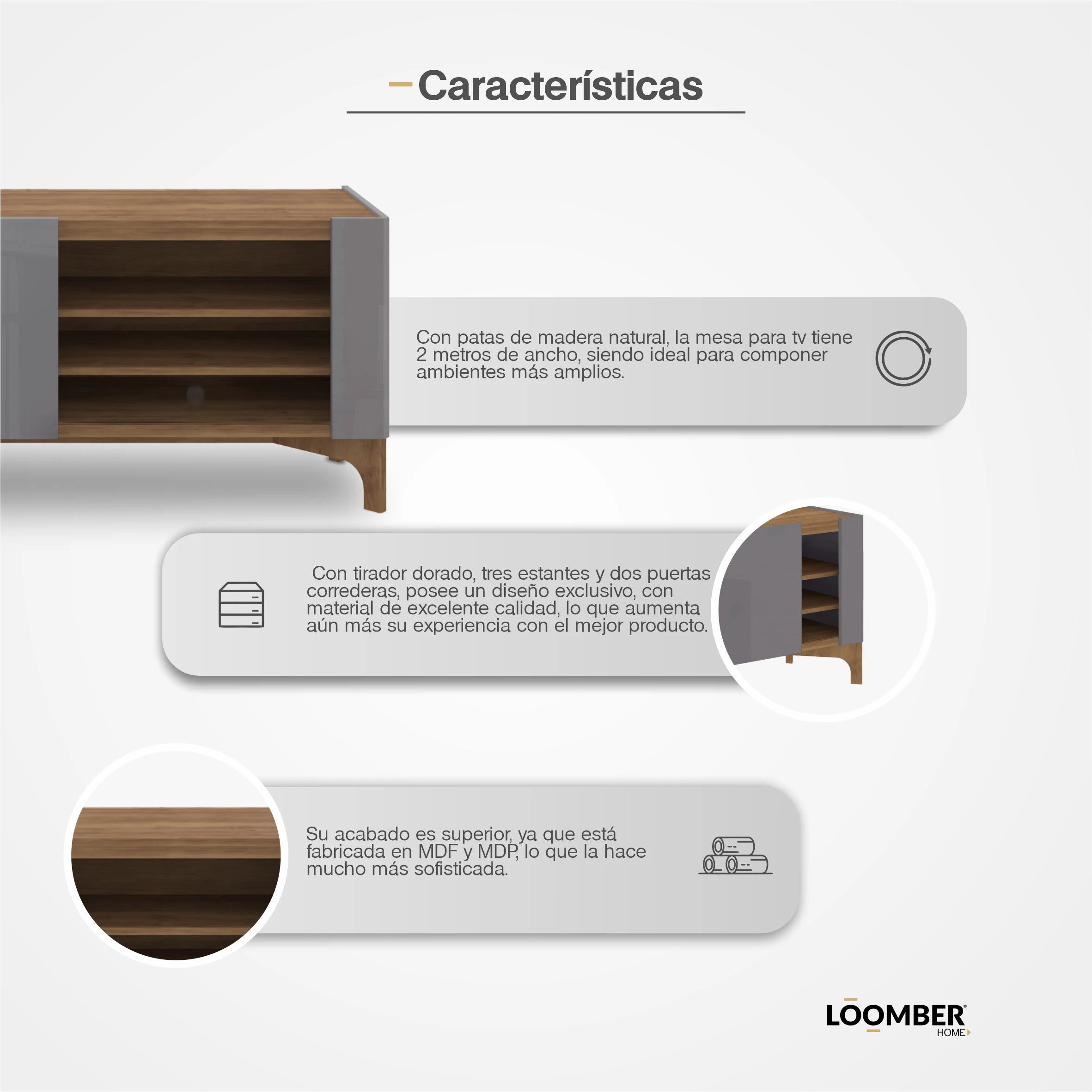 Mesa para TV Betim Gris Loomber