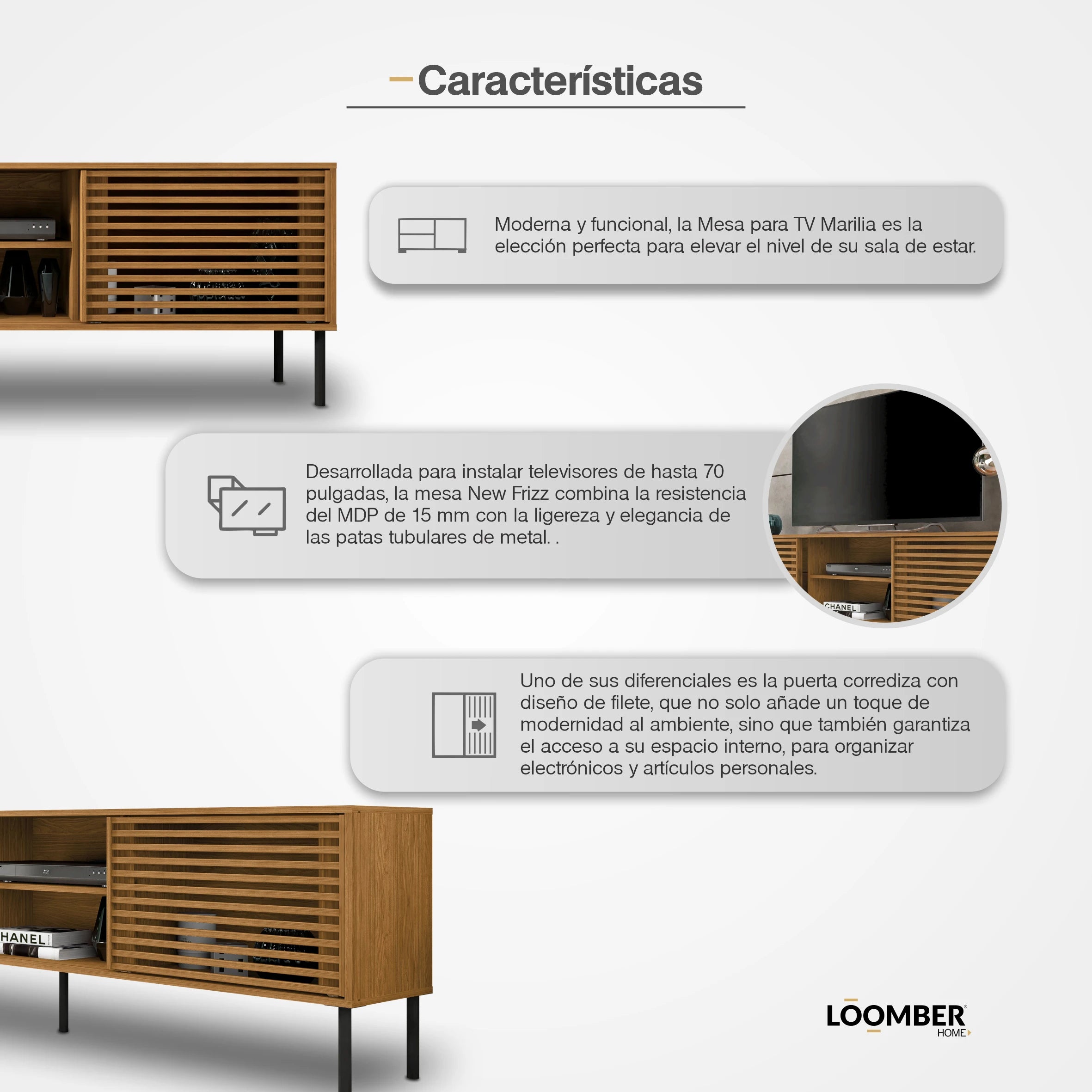 Mesa para TV Marilia Miel Loomber