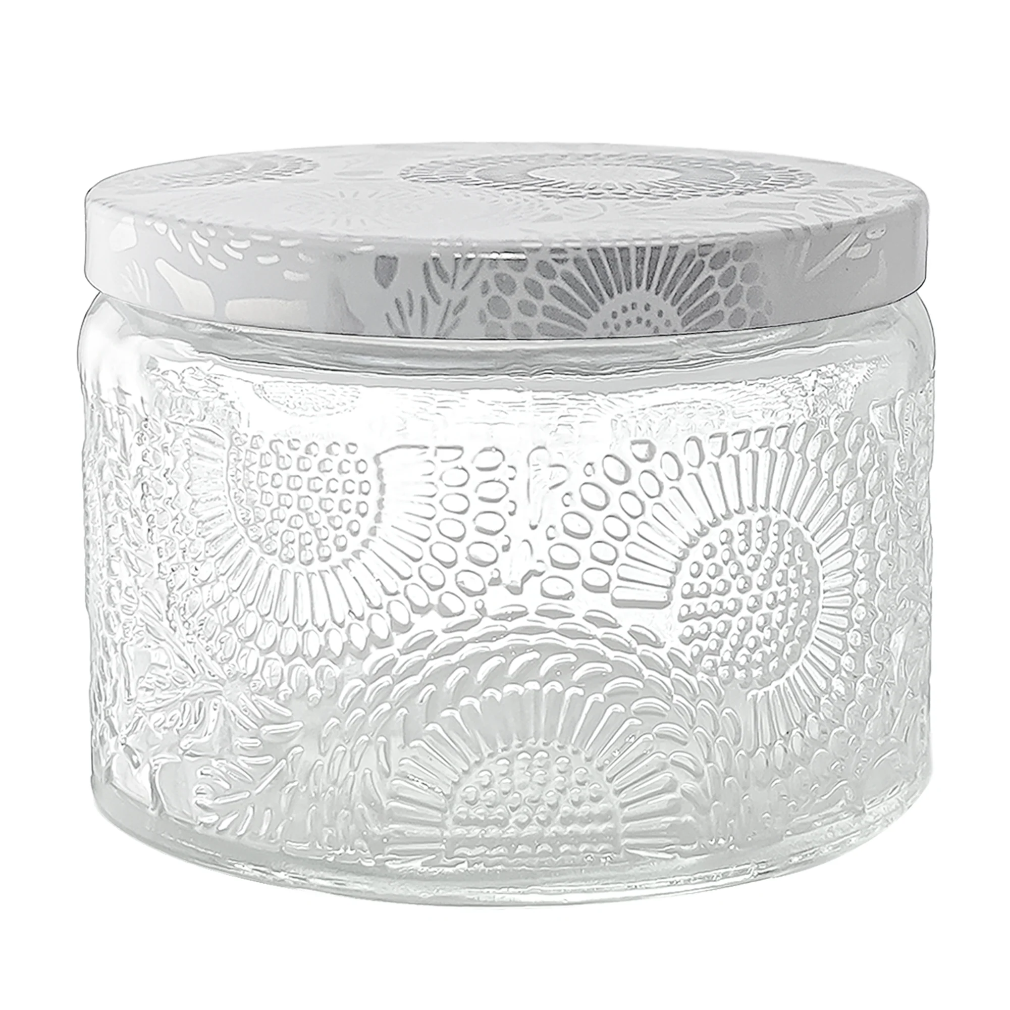 140ml - Londres Vaso de vidrio para velas - Frasco Cristal Transparente Relieve