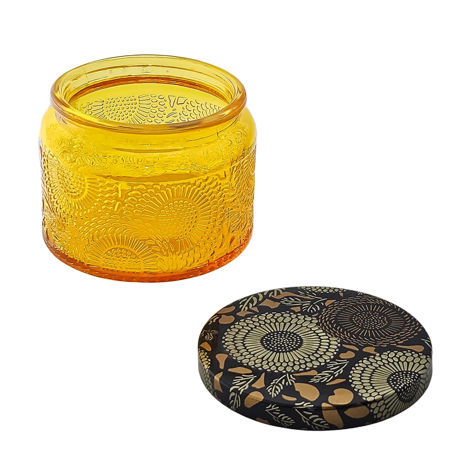 140ml - Londres Vaso de vidrio para velas - Frasco Naranja Relieve