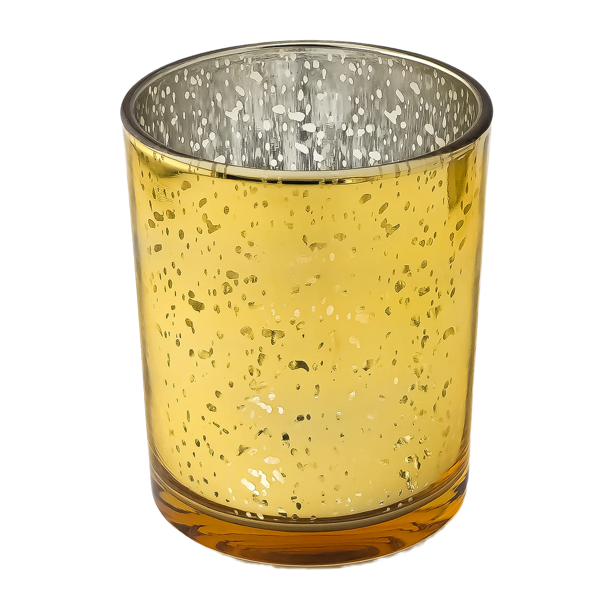 210ml - Mónaco Vaso de Vidrio para Velas - Frasco Dorado con Salpicaduras Metálico