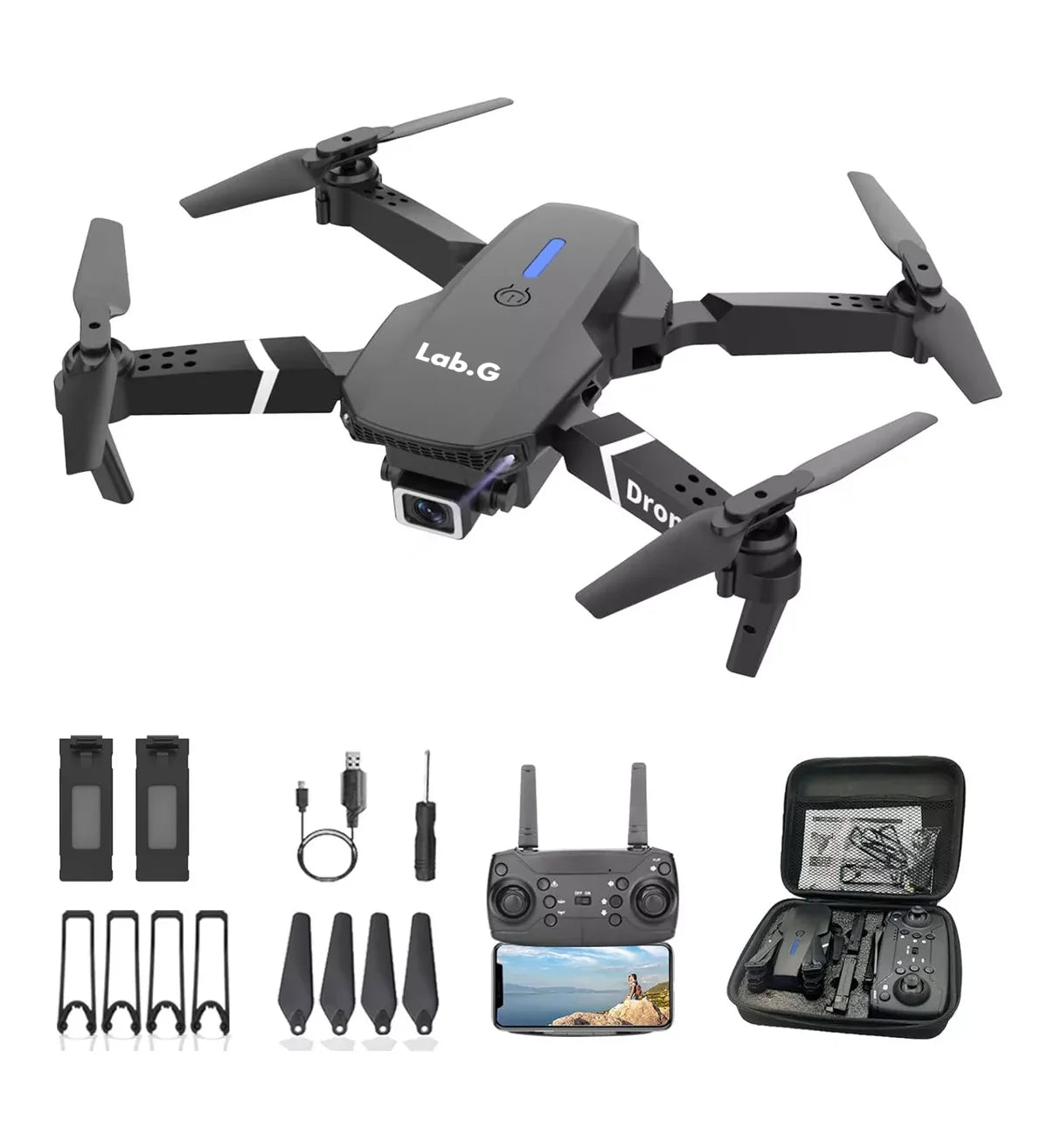 Mini Drone Con Cámara 4k Negro Lab.G 2.4ghz 2 Baterías Negro