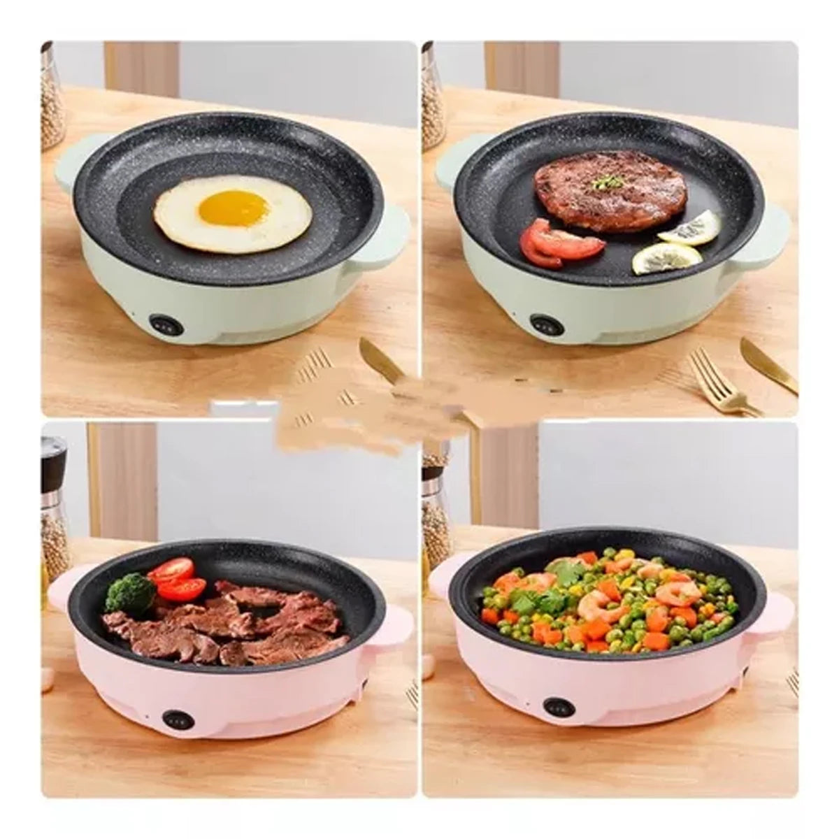 Mini Sarten Electrico Alimentos Cocina Facil Asador Portatil colores variados