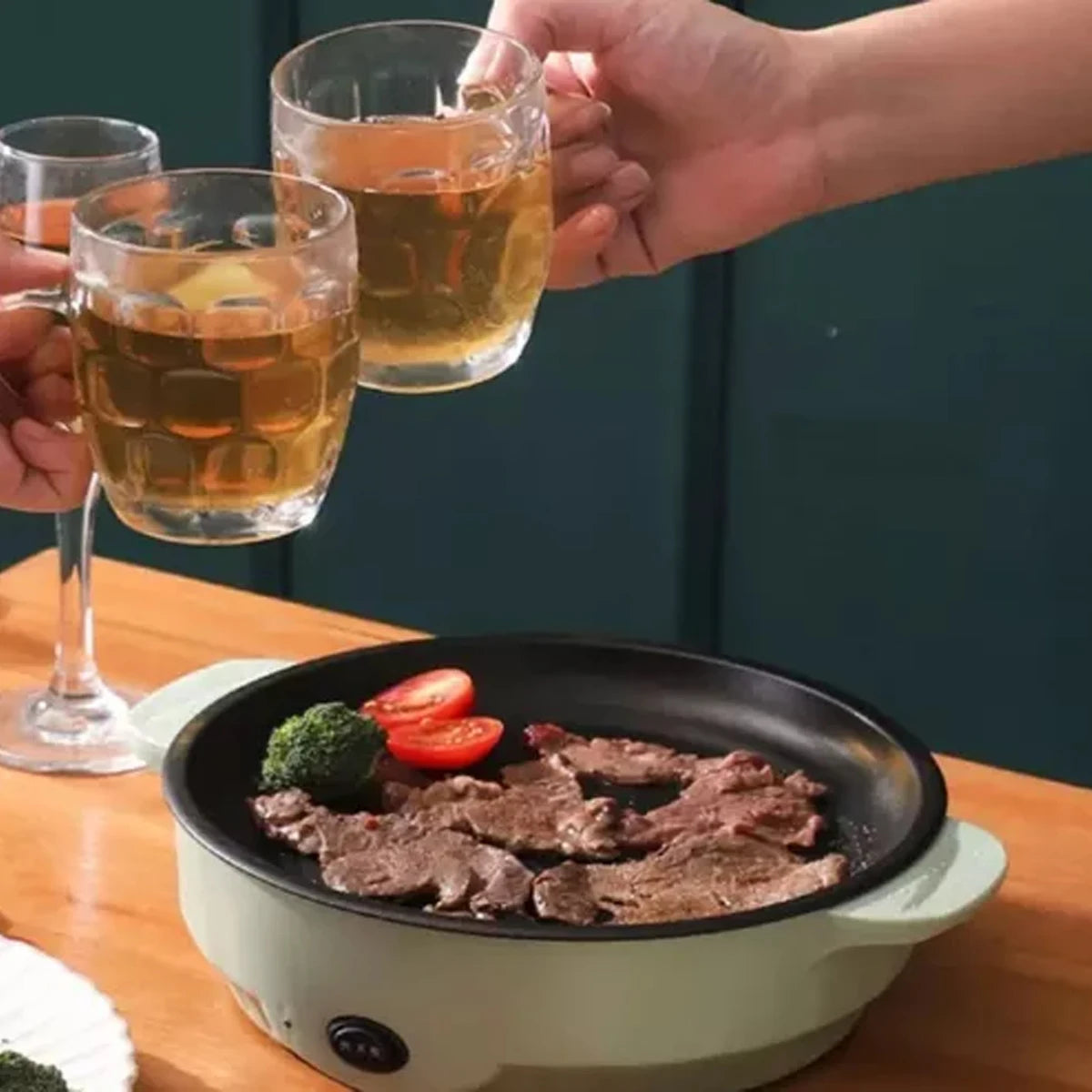 Mini Sarten Electrico Alimentos Cocina Facil Asador Portatil colores variados