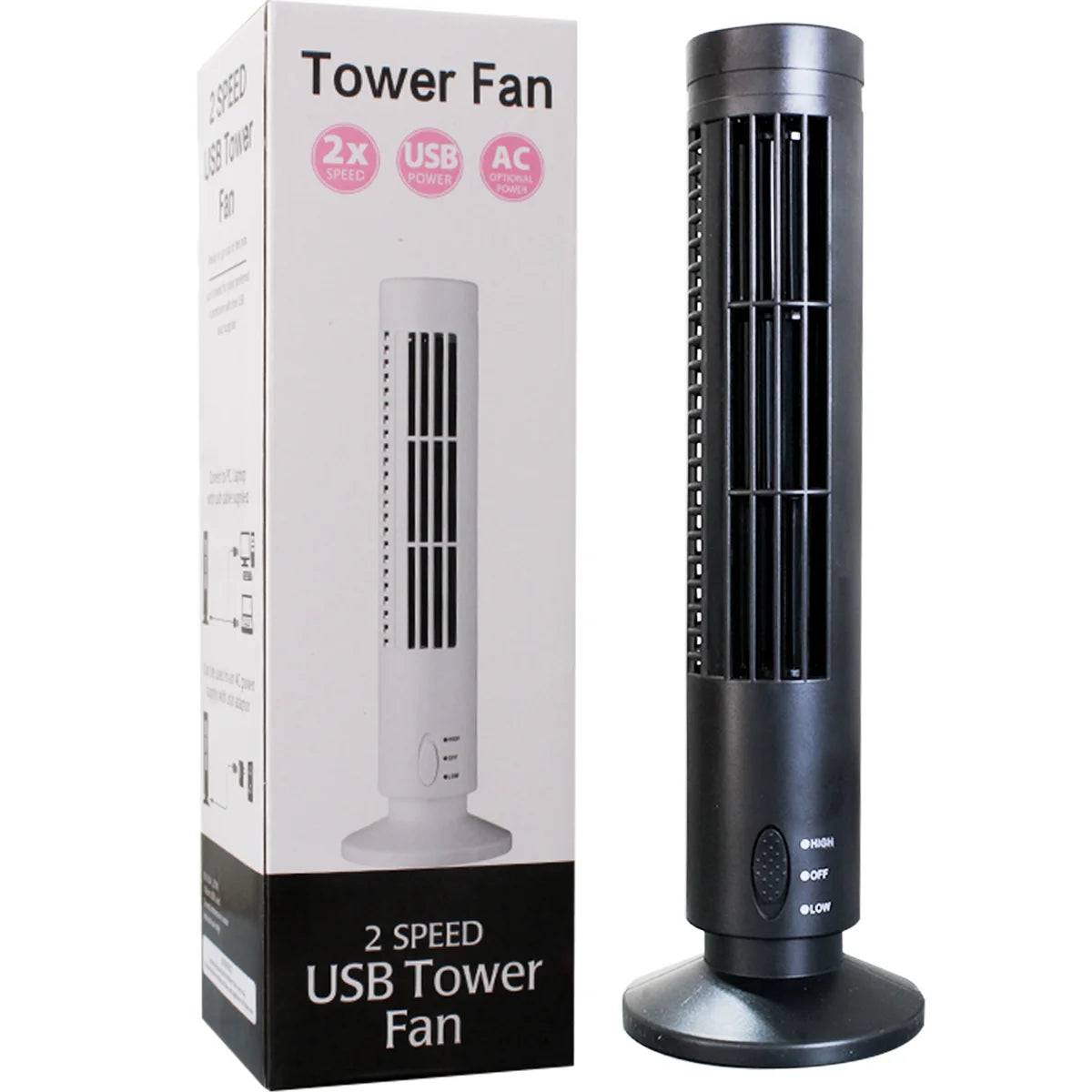 Mini Ventilador Torre Silencioso Aire Portatil 2 Velocidades