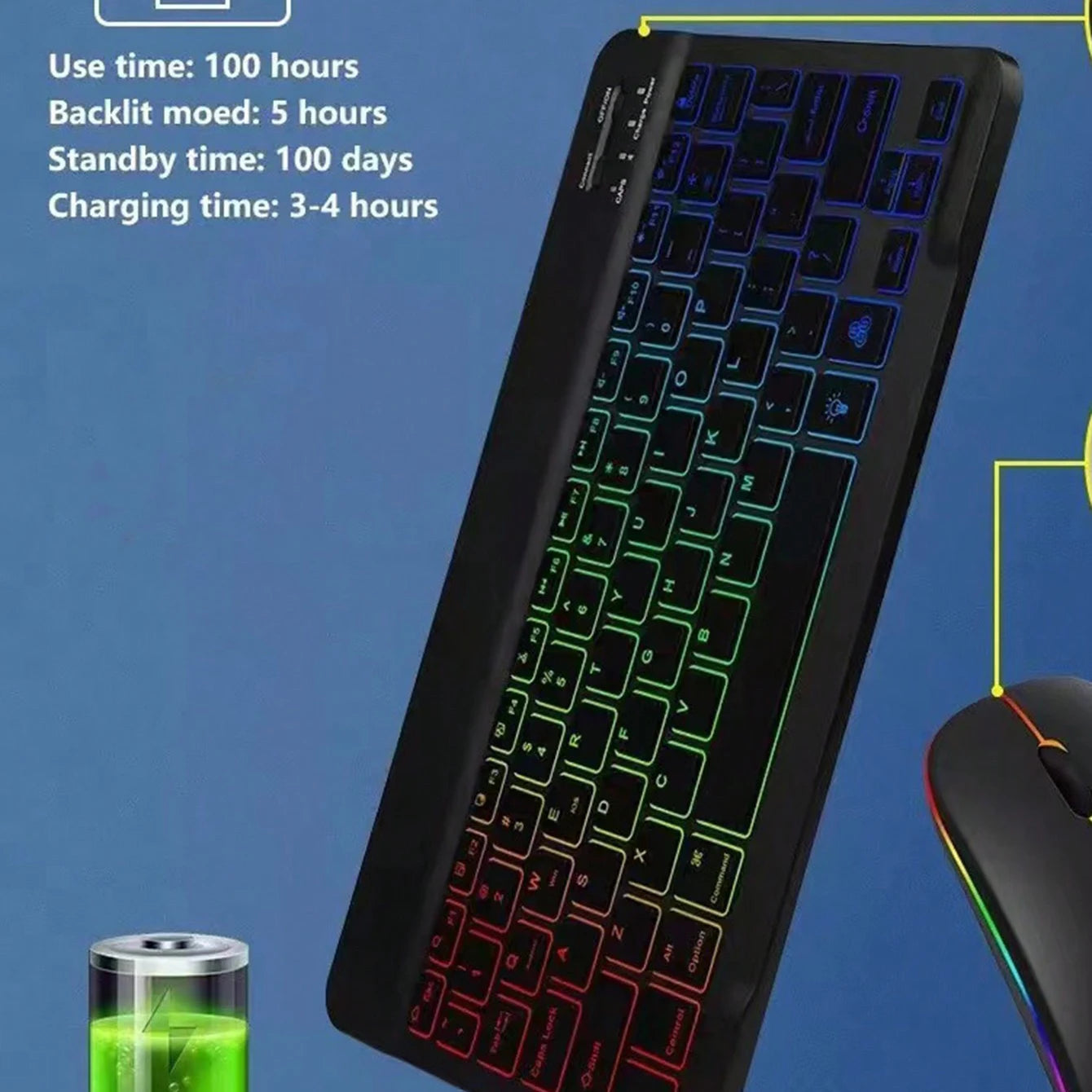 Mini teclado ultradelgado silencioso inalámbrico Bluetooth