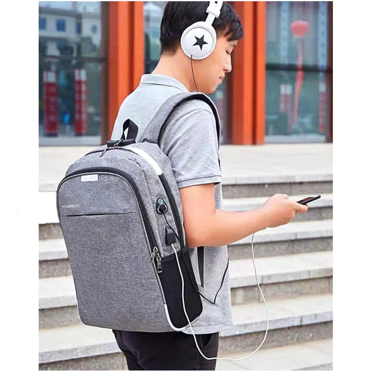 Mochila Antirrobo Casual Carga Usb Escolar Laptop 15.6 Plugadas