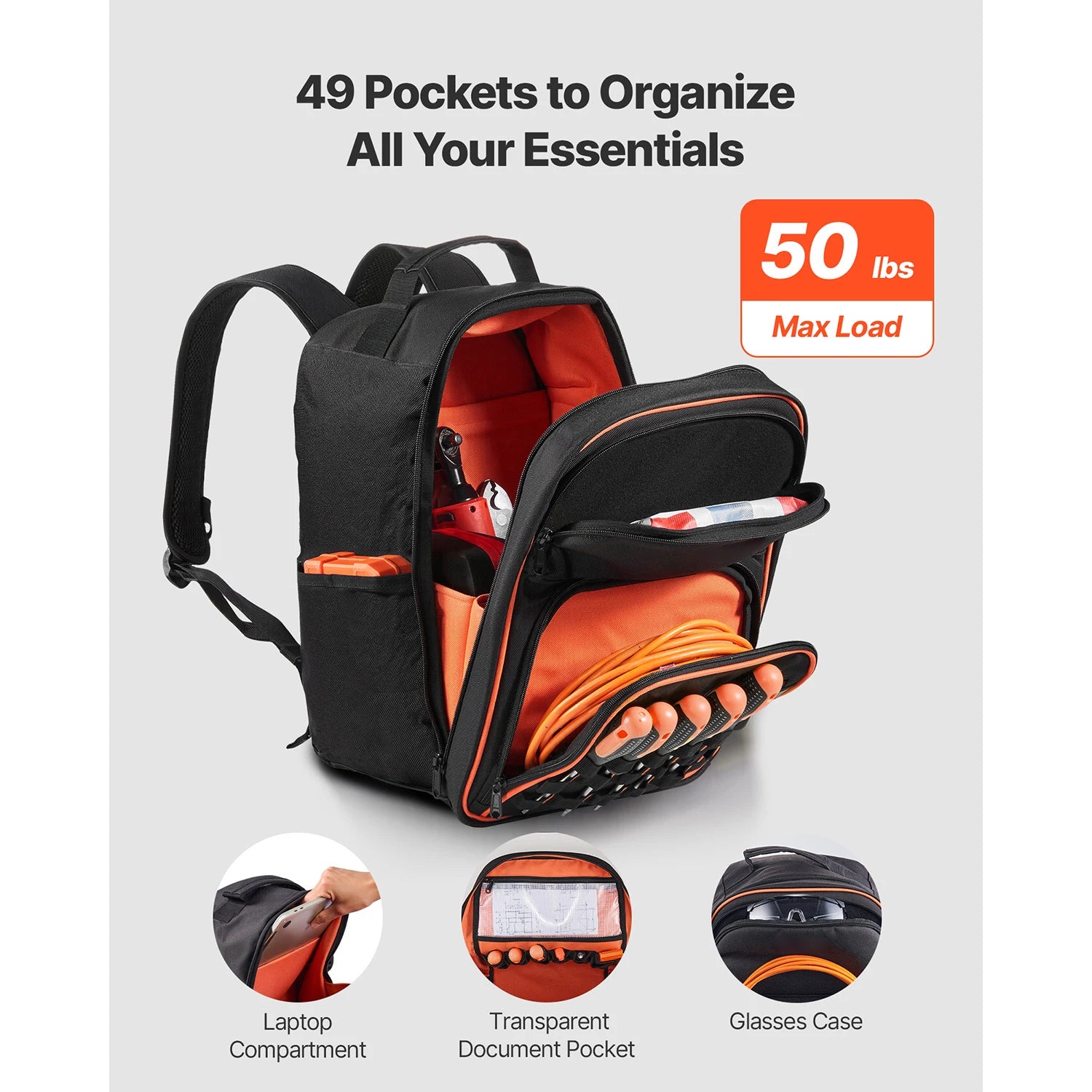 Mochila Portaherramientas con 49 Bolsillos