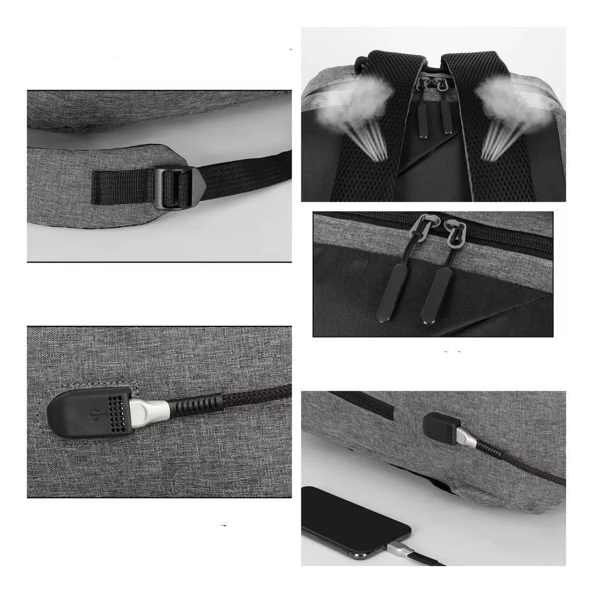 Mochila Ejecutiva Impermeable con Puerto USB - Set 3 Piezas