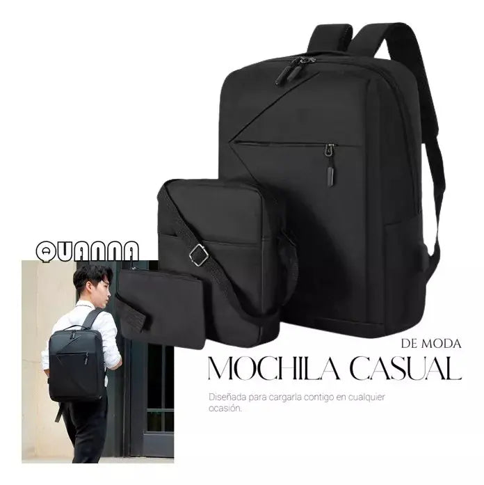 Mochila Ejecutiva Impermeable con Puerto USB - Set 3 Piezas