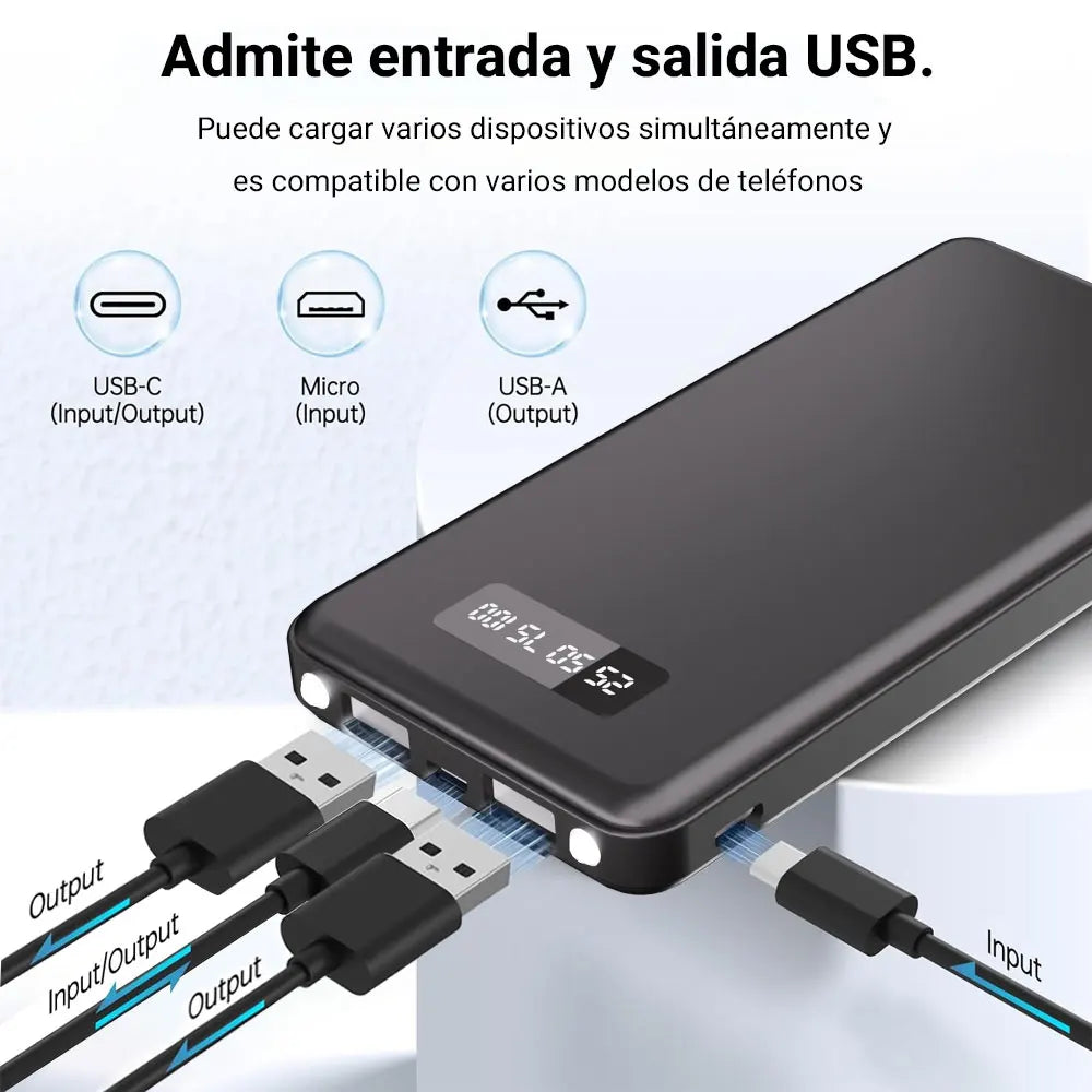 Cargador Rápido 3 USB Puertos y Pantalla LED