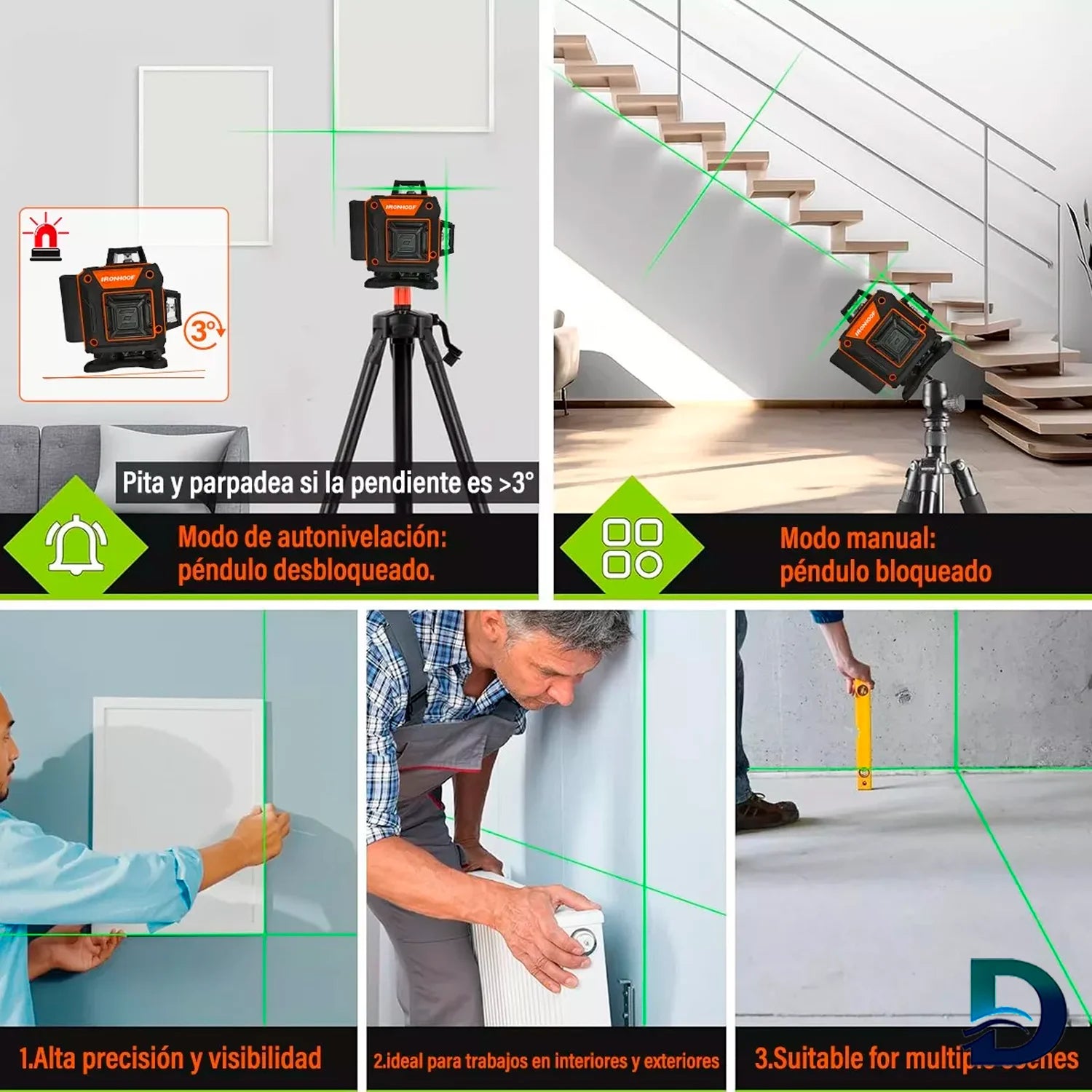 Nivel Laser 16 Líneas 4d Nivelador Láser Autonivelante