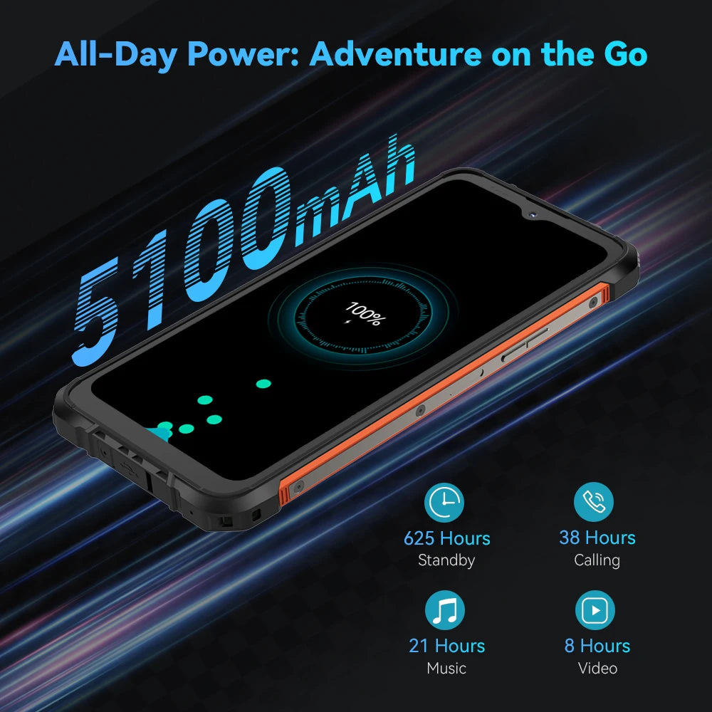 Smartphone ultrafino y resistente con Android 14, 16GB de RAM ,