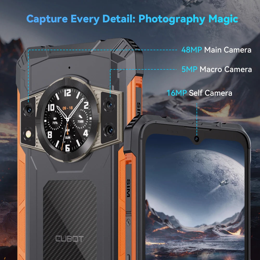 Smartphone ultrafino y resistente con Android 14, 16GB de RAM ,