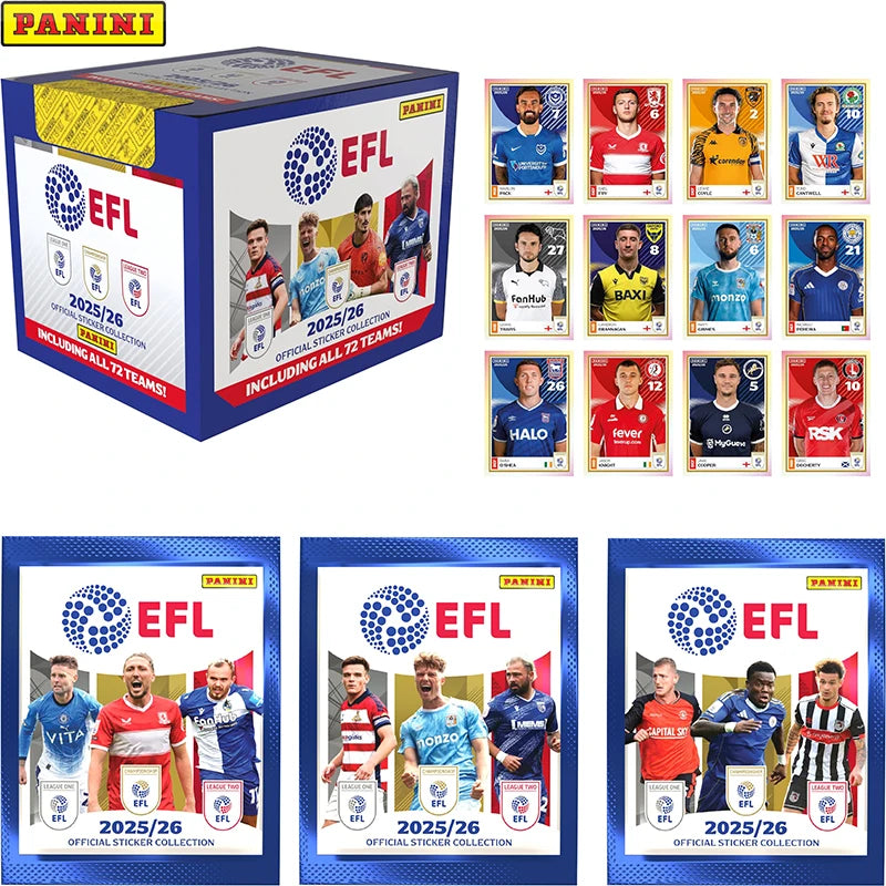 Nueva Colección de Stickers Panini EFL 2026, Paquete de 36 Stickers, Tarjetas Coleccionables de Fútbol, Caja de Refuerzo, Regalos de Cumpleaños para Fans