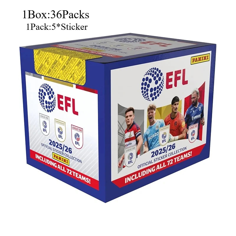 Nueva Colección de Stickers Panini EFL 2026, Paquete de 36 Stickers, Tarjetas Coleccionables de Fútbol, Caja de Refuerzo, Regalos de Cumpleaños para Fans