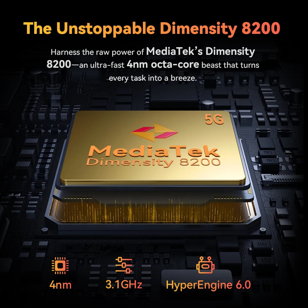 Smartphone resistente 5G, Dimensidad 8200,