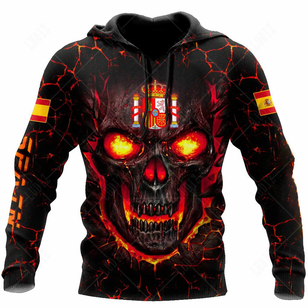 Sudadera con capucha de calavera española para hombre