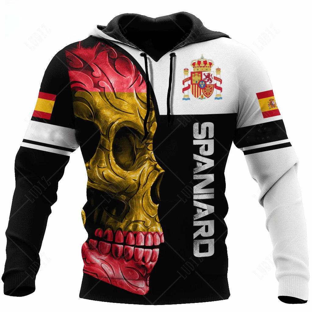 Sudadera con capucha de calavera española para hombre