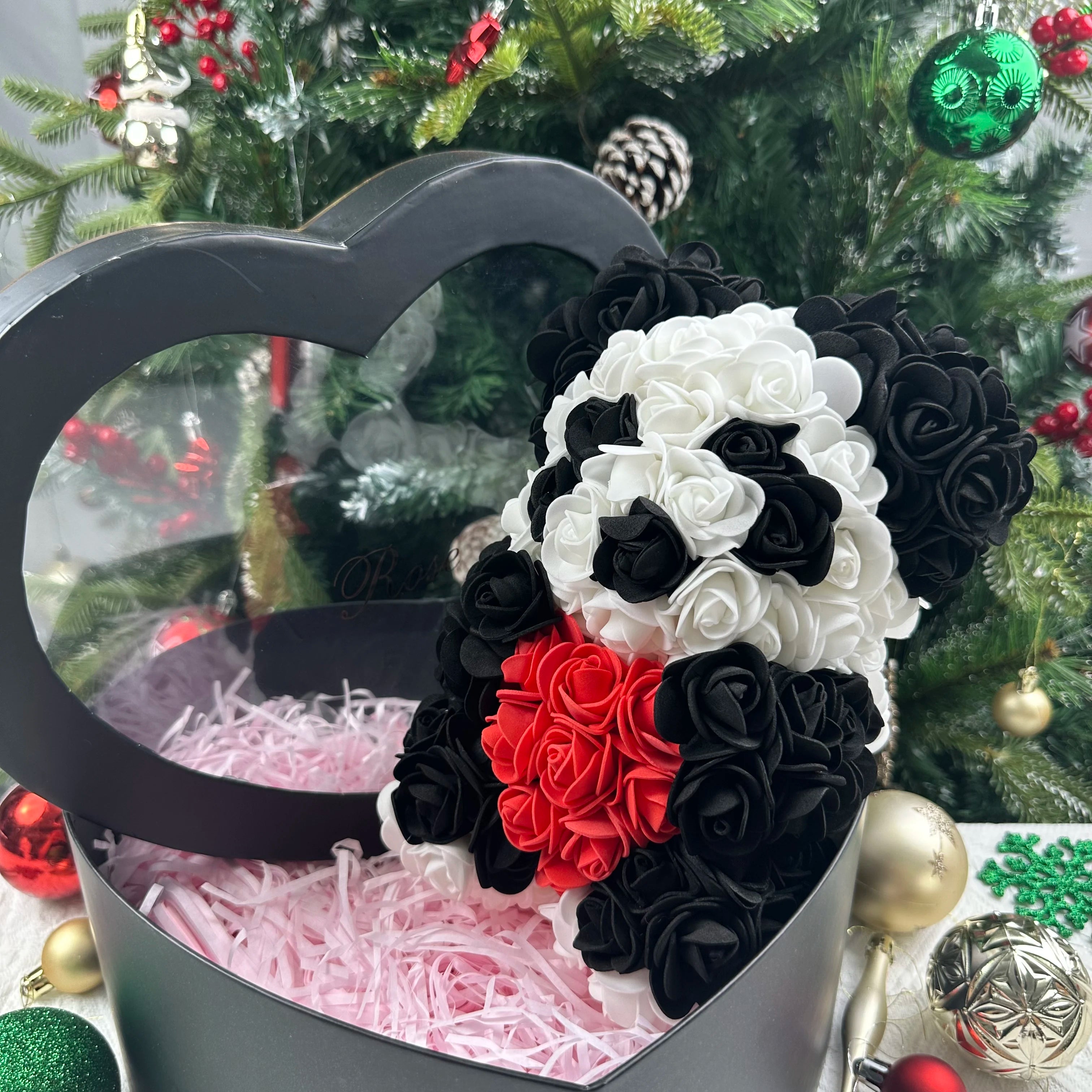 Oso de flor rosa de peluche