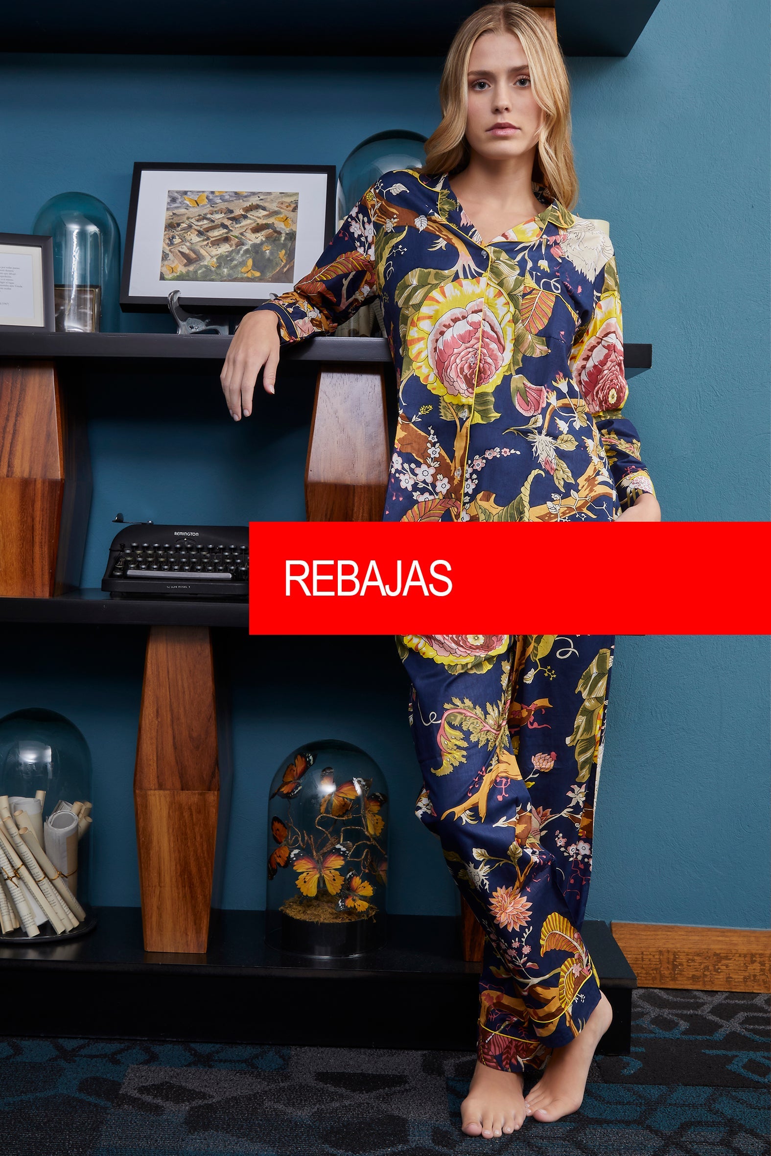 PIJAMA MAGNOLIA  DARK AZUL 2PZ 100% COTTON