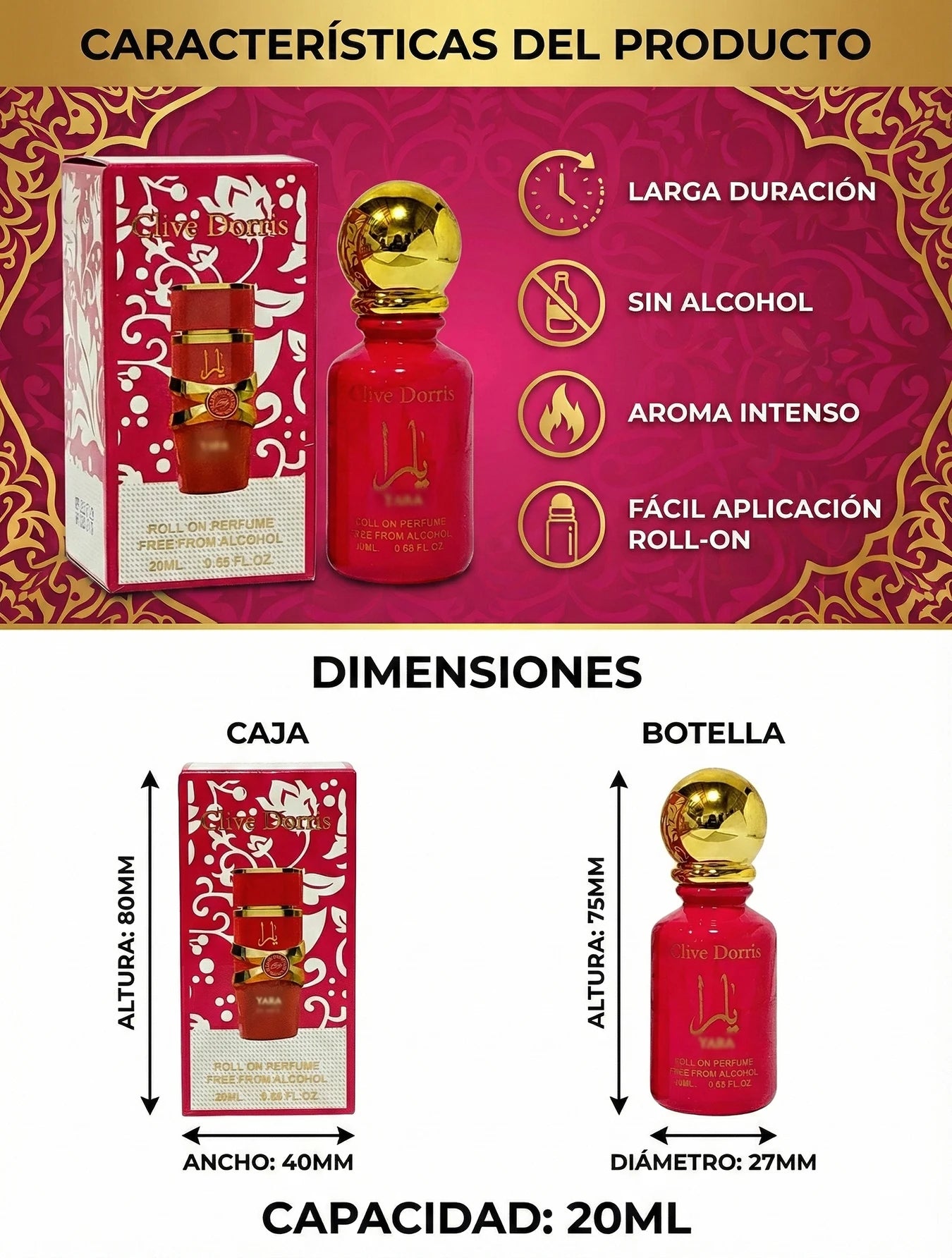 Perfume Roll-On Clive Dorris Mujer 20ML