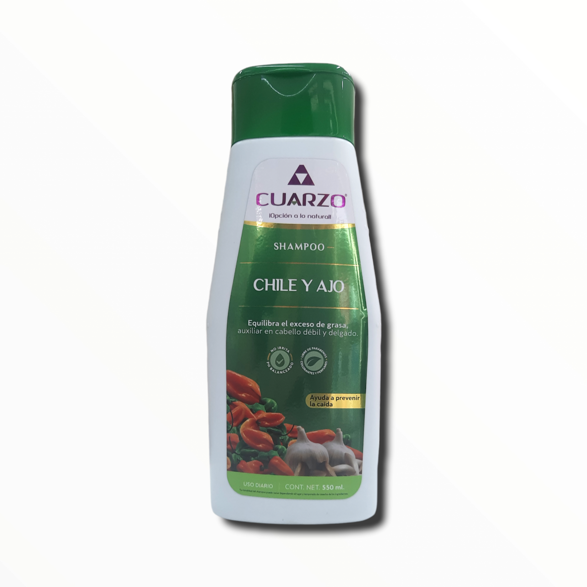 SHAMPOO DE CHILE Y EXTRACTO DE AJO 550 ML CUARZO