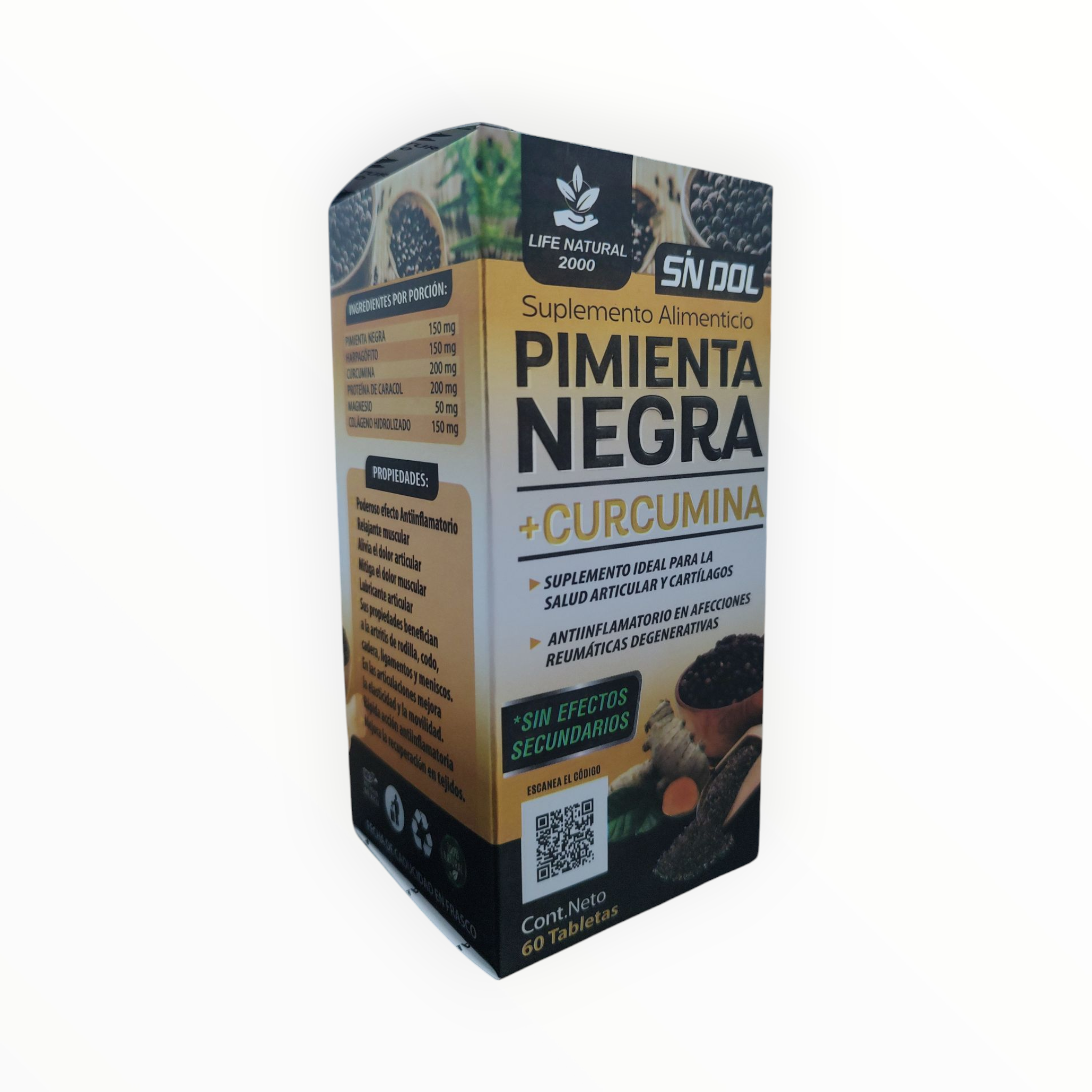 TAB SN DOL PIMIENTA NEGRA + CURCUMA C/60 LIFE NATURAL