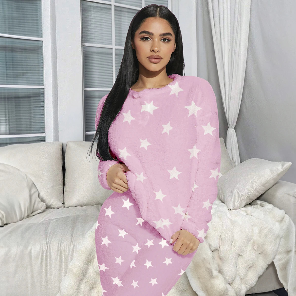 Pijama Afelpada Para Mujer Conjunto 2 Piezas