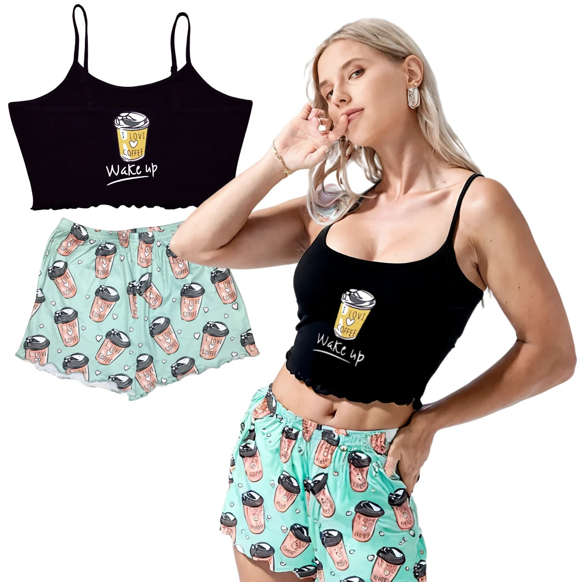 Pijama Ligera para Mujer, 2 Piezas,