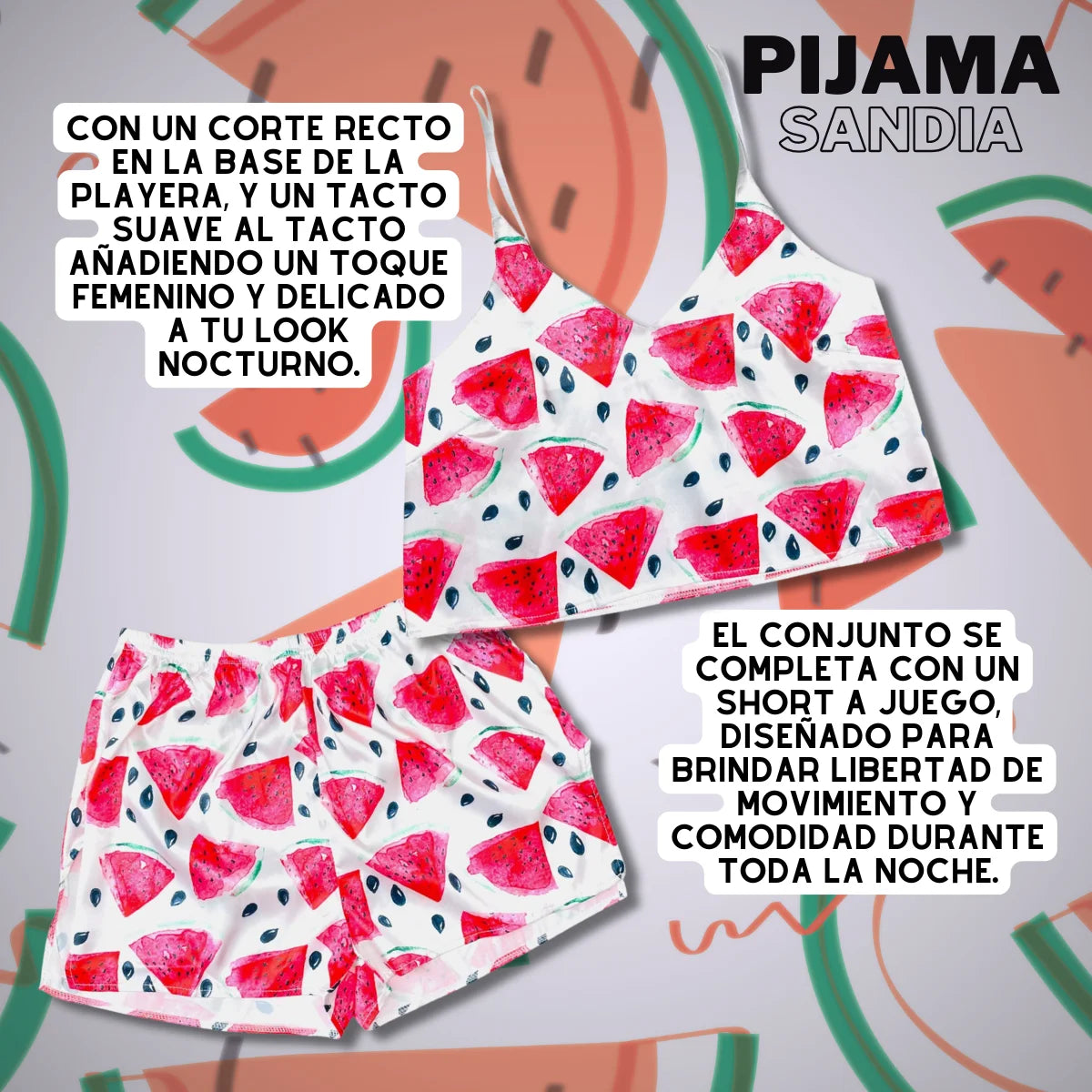 Pijama Ligera para Mujer, 2 Piezas,