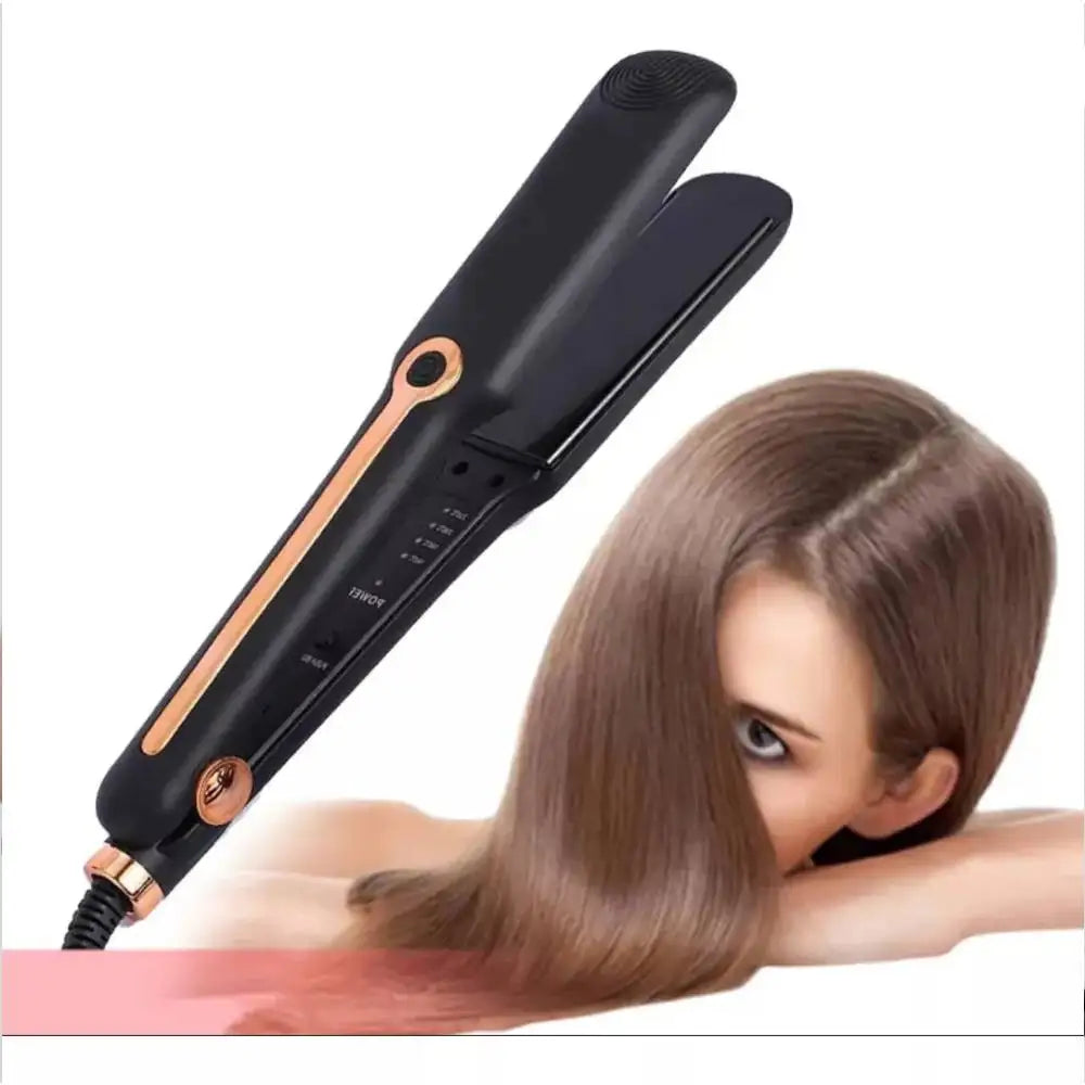 Plancha dorada de doble cerámica, alisador de cabello, estilismo