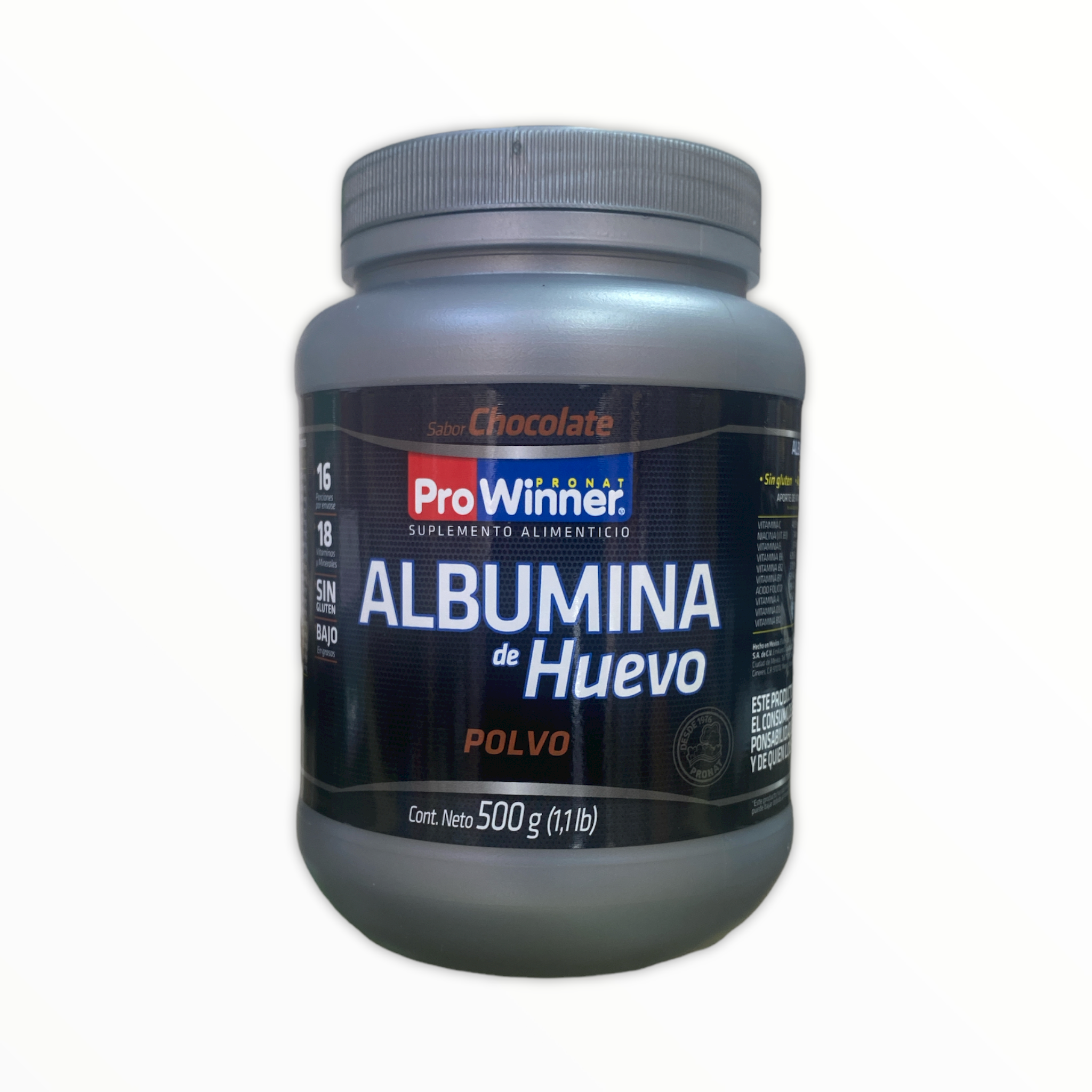 ALBUMINA DE HUEVO 500 GRS CHOCOLATE PROWINNER