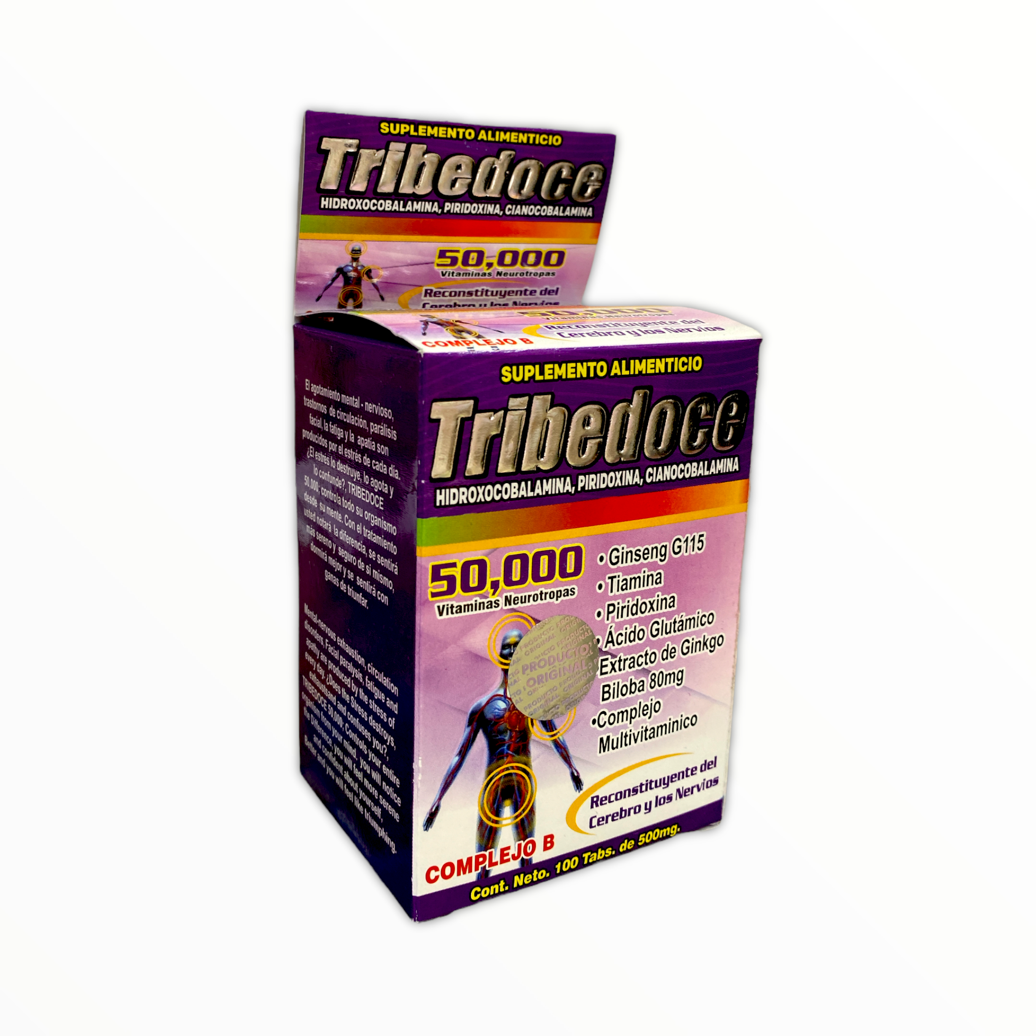 TAB TRIBEDOCE 50,000 MORADA C/100 LA FUERZA DE LA SALUD