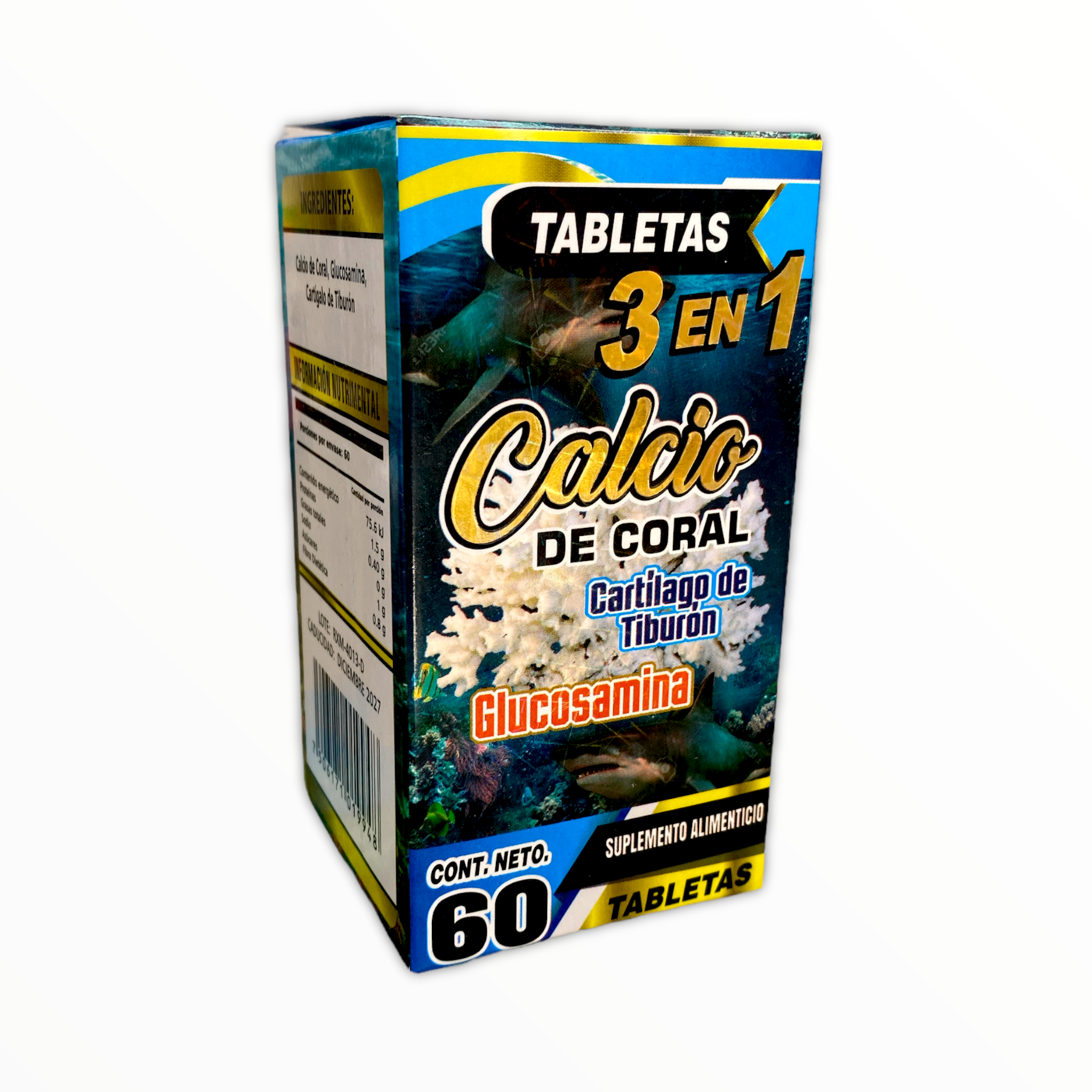 TAB CALCIO DE CORAL 3 EN 1 CART. TIBURON GLUCOSAMINA C/60 THE KING