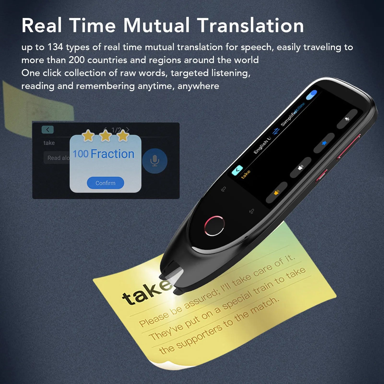 Pluma de traducción inteligente 3,5 pulgadas Bluetooth