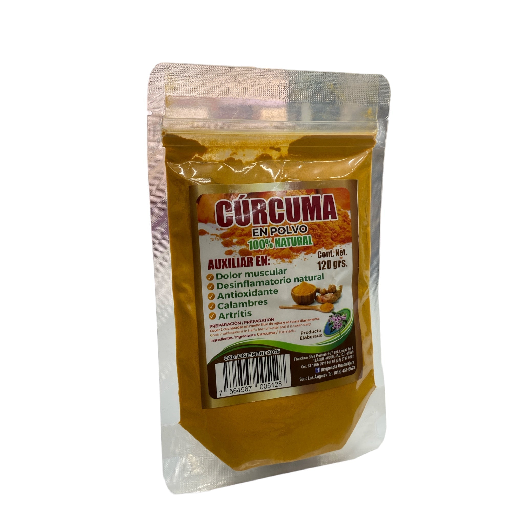 POLVO CURCUMA 100% NATURAL (BOLSA) C/ 120G NATURAL LIFE
