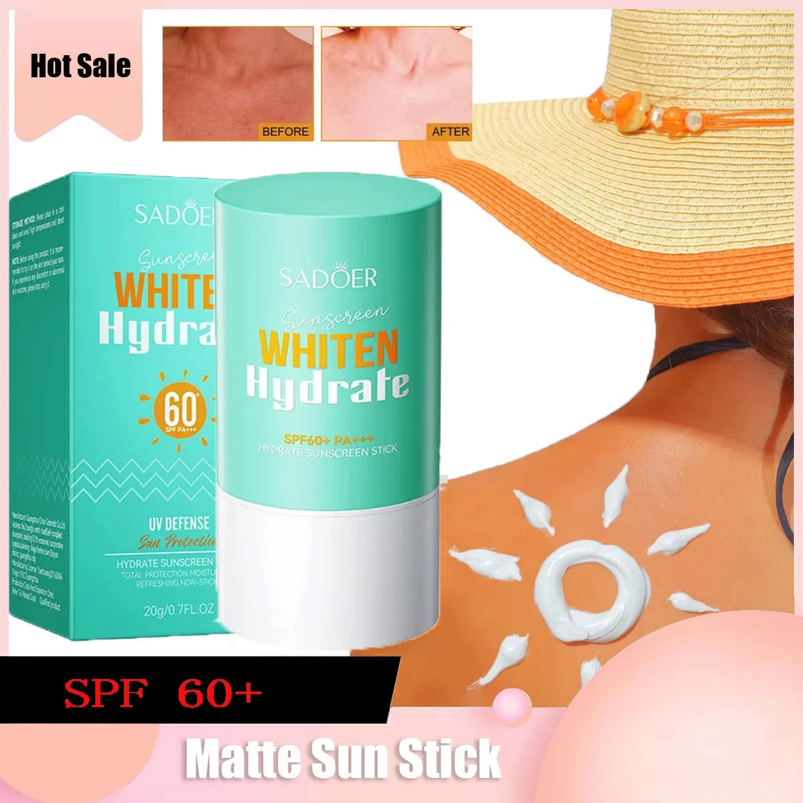 Protector solar SPF 60+, protección solar de larga duración, bloqueador
