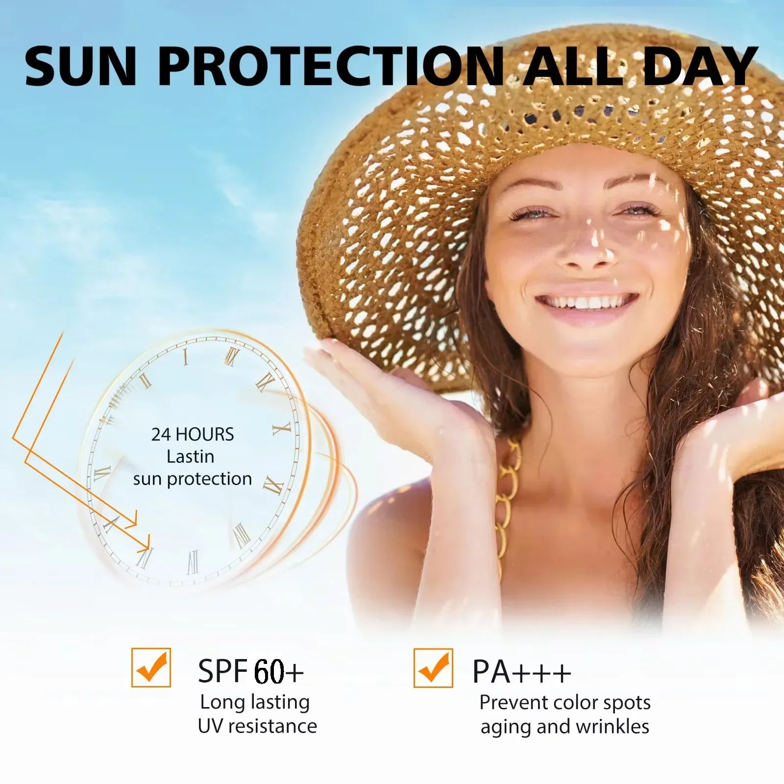 Protector solar SPF 60+, protección solar de larga duración, bloqueador