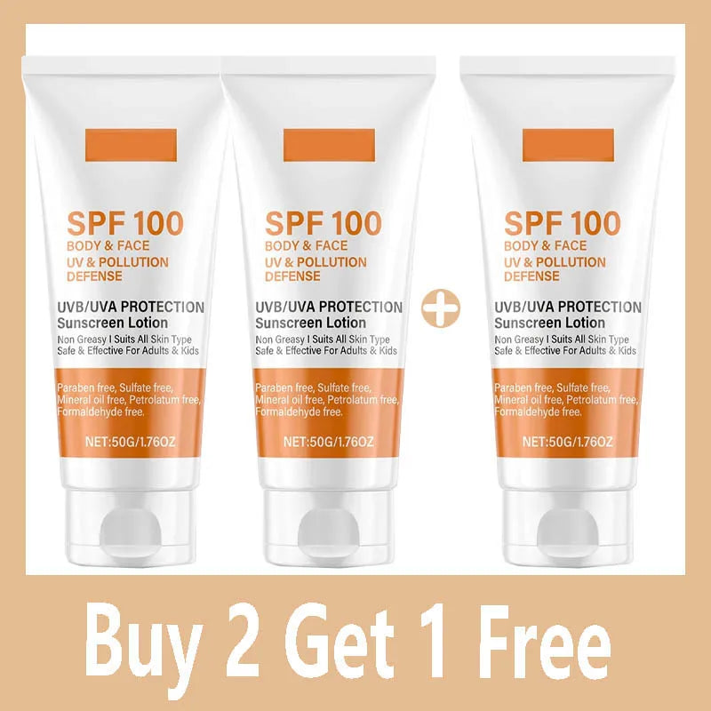 Protector solar facial y corporal No graso SPF 100+ Bloqueador