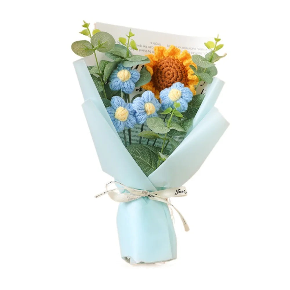 Ramo de flores artificiales de ganchillo, hecho a mano