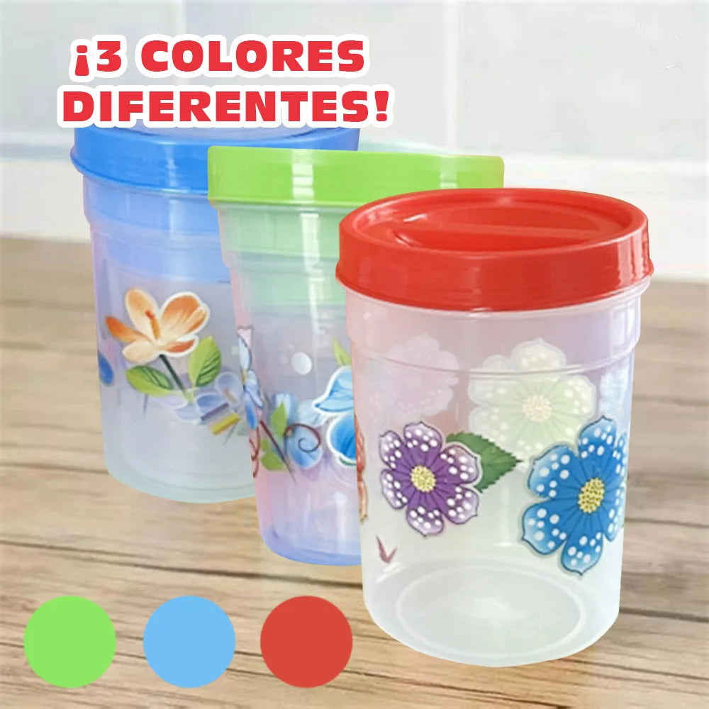 Recipiente de plástico con tapa 2 piezas,