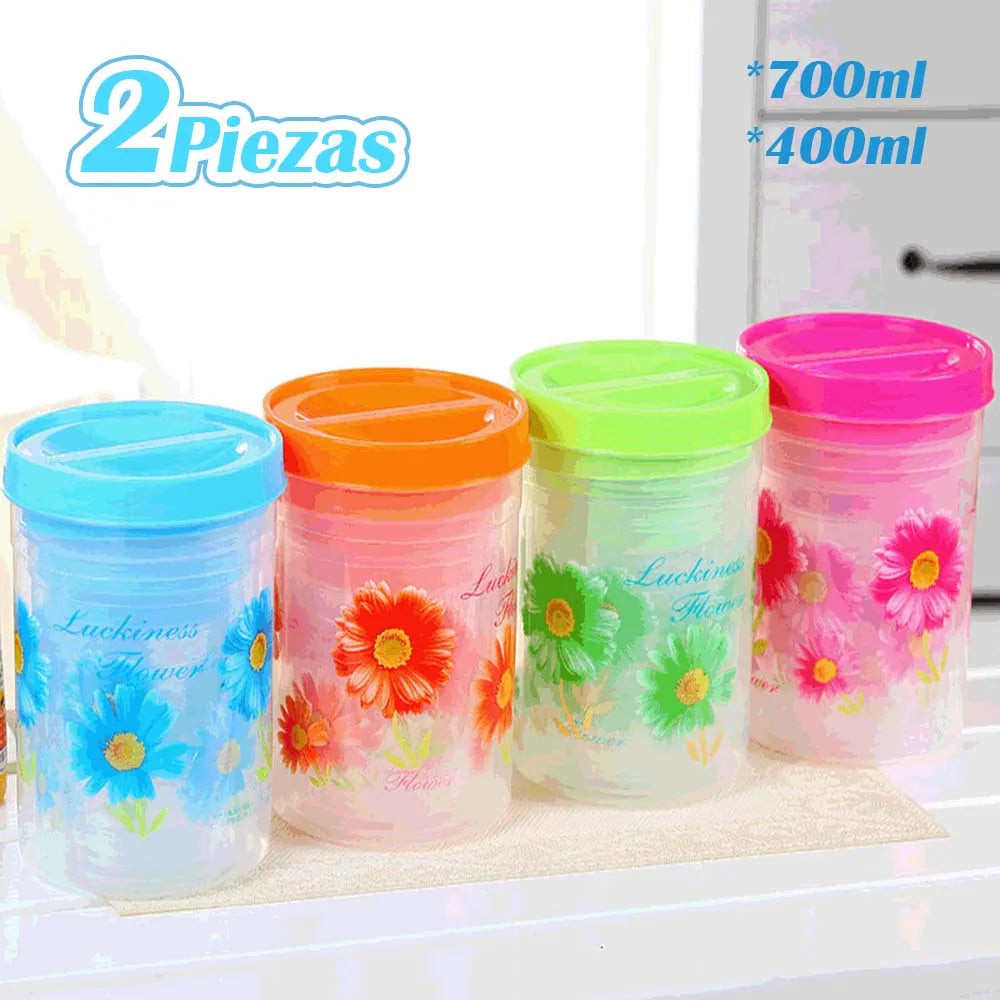 Recipiente de plástico con tapa 2 piezas,