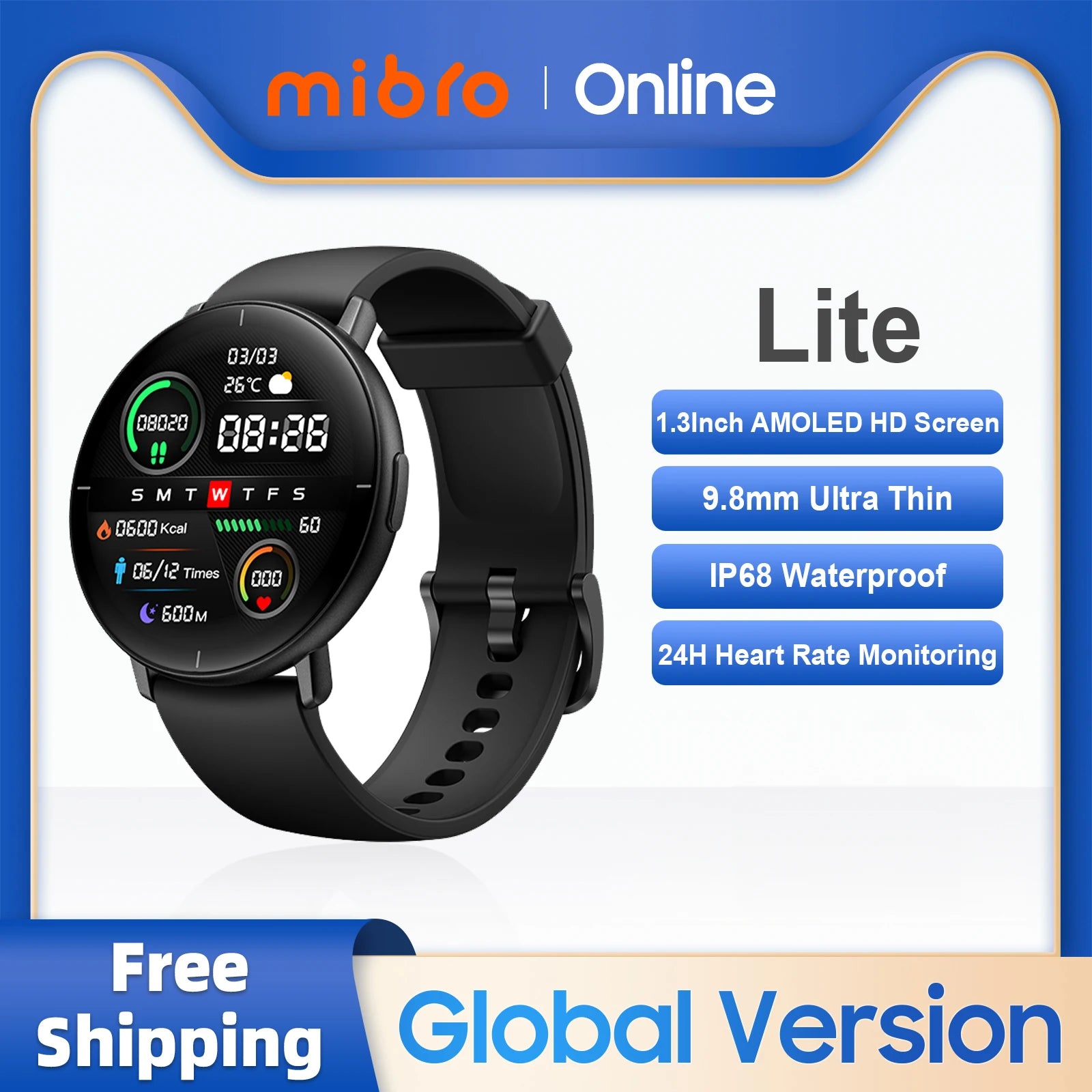 Reloj inteligente mibro Lite versión global 1.3 pulgadas