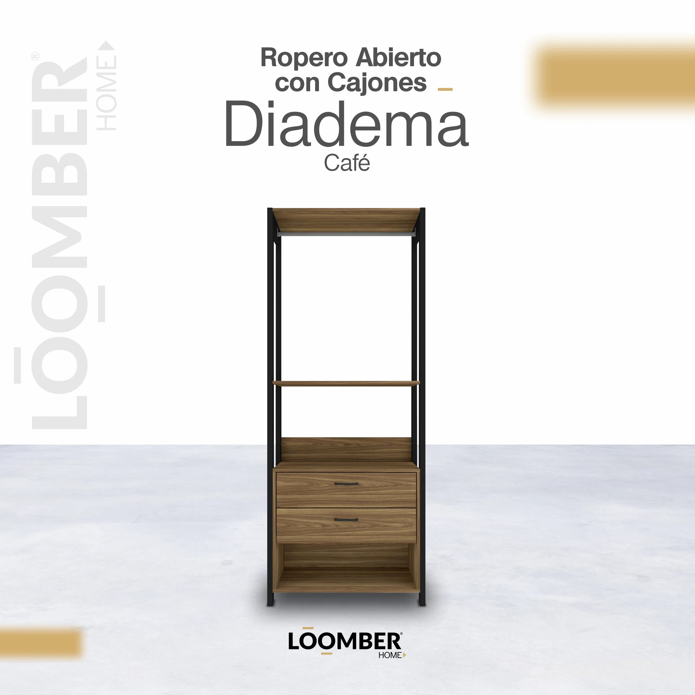 Ropero Abierto con cajones Diadema Café Loomber