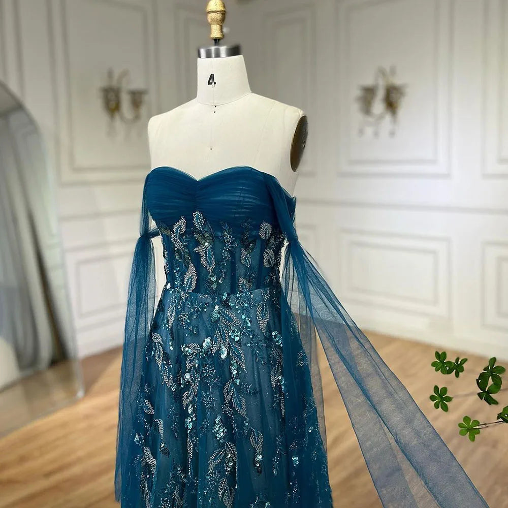 Vestido árabe verde A-Line elegante