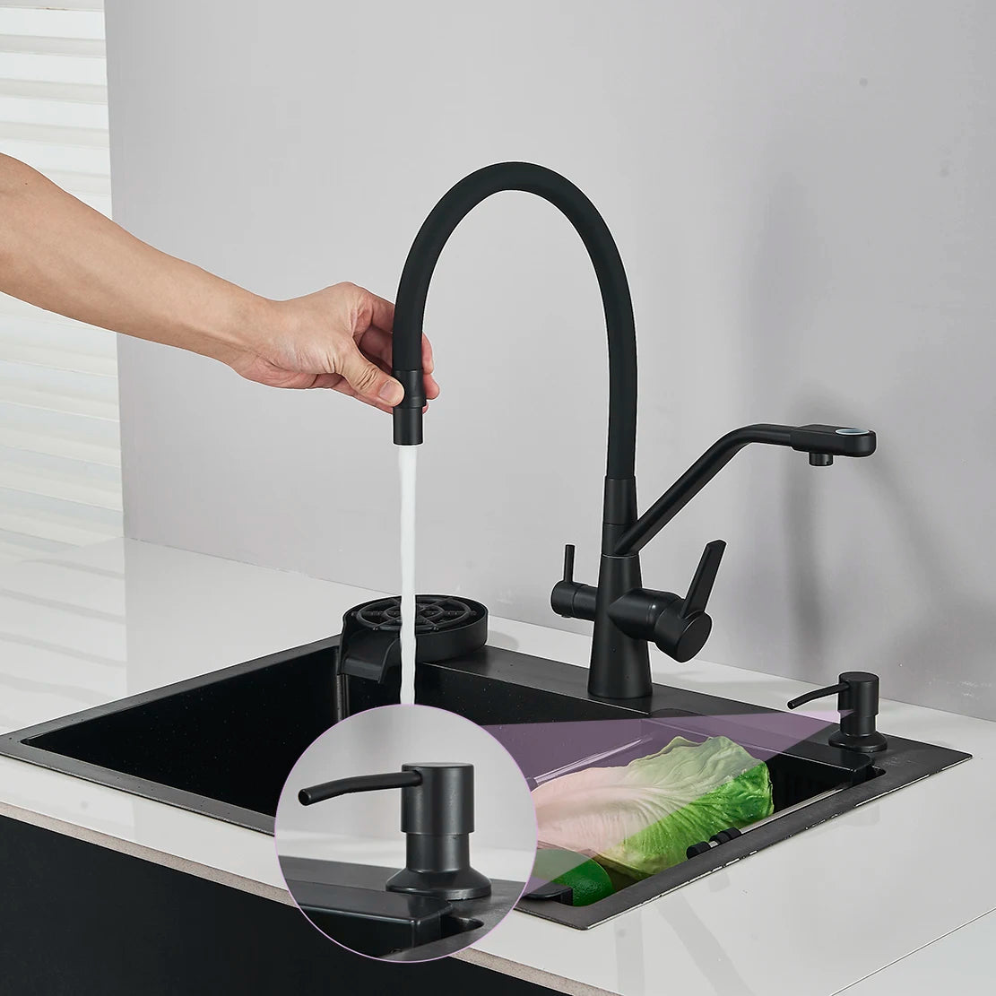 Fregaderos de cocina de acero inoxidable 304 negro mate