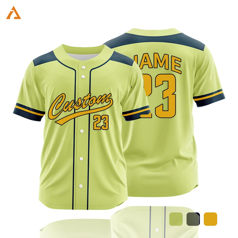 Camisetas de béisbol con botones completos para hombre
