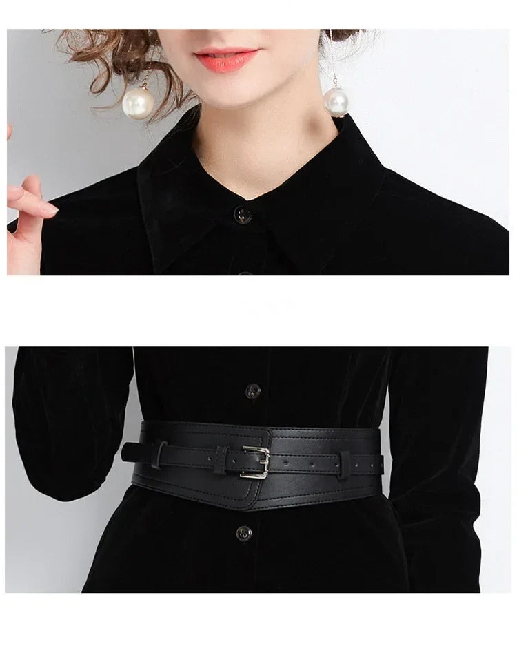 Vestido negro de terciopelo de estilo británico,