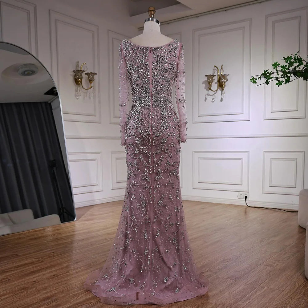 Vestido de noche de sirena de cristal